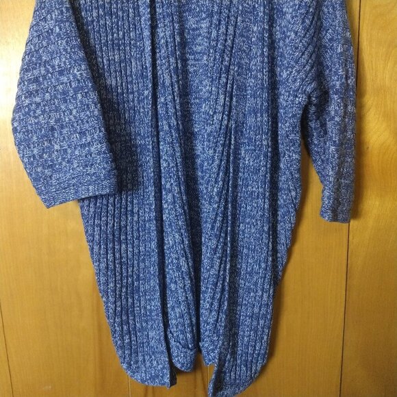 GAP Women's XS Blue Knit Open Front Cardigan Sweater 3/4 Sleeve Curved Hem - Picture 3 of 6